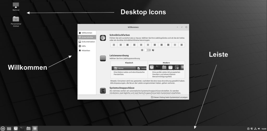 Linux Mint - Schreibtischoberfläche Cinnamon
