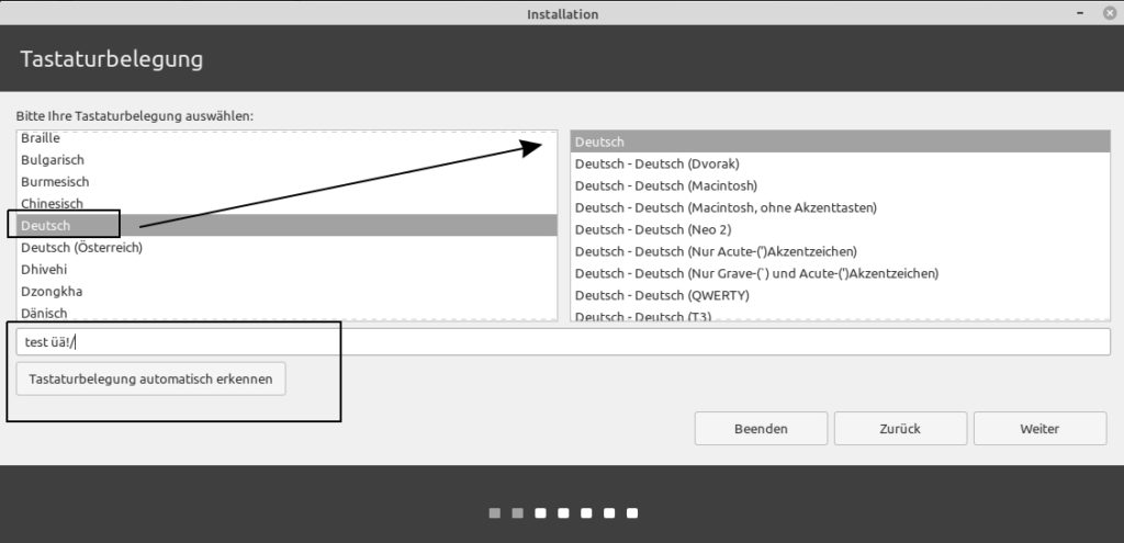 Linux Mint - Tastaturbelegung festlegen