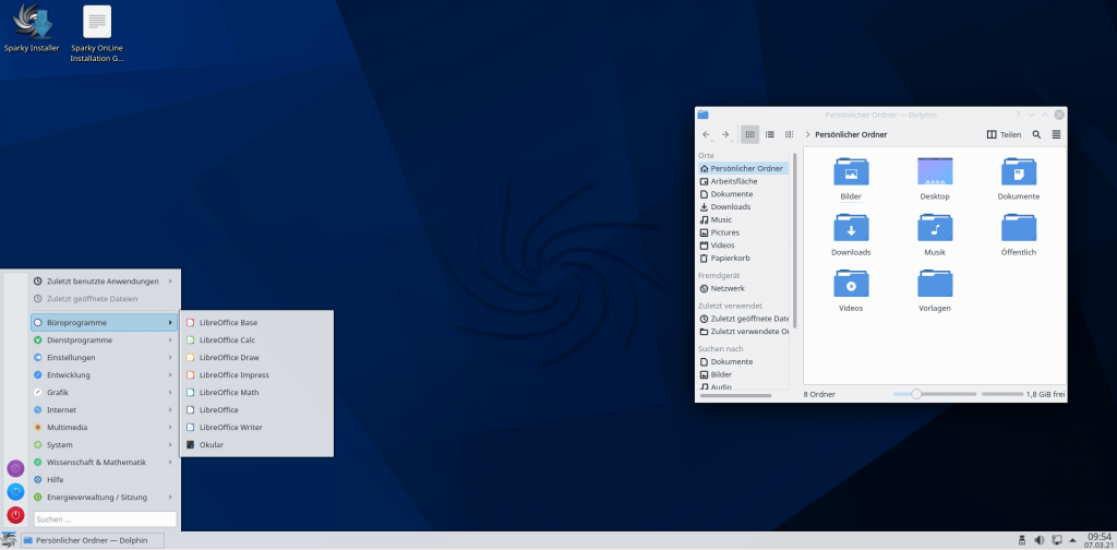 Sparky Linux Plasma Desktop Sparky KDE Desktop